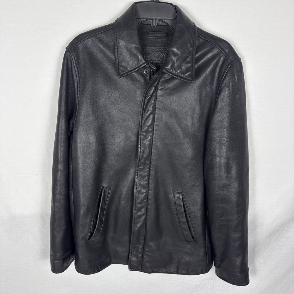 Roundtree & Yorke Genuine Lambskin Bomber Jacket Men Medium Black Full Zip Lined